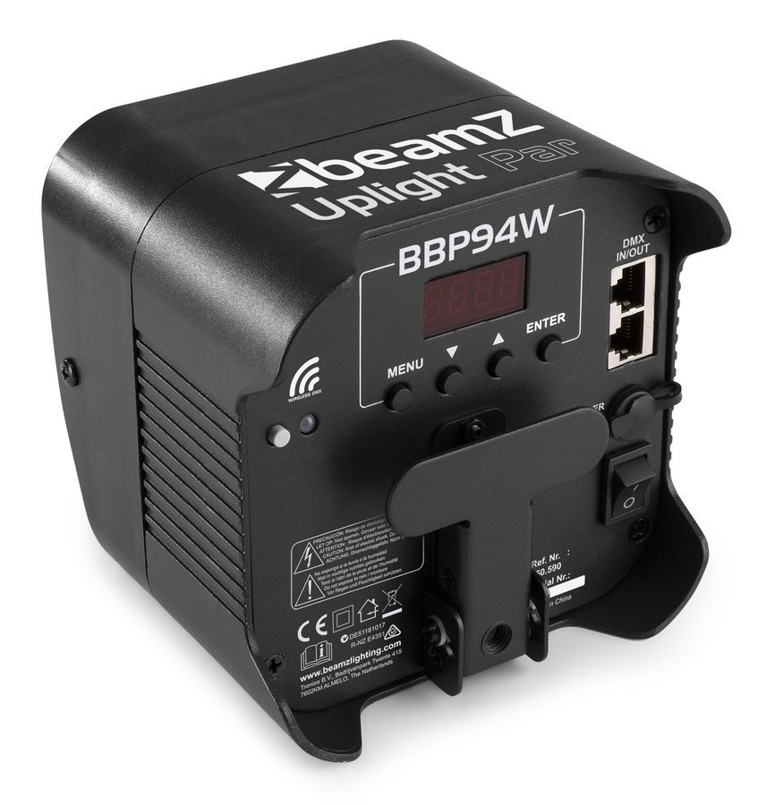 Oświetlacz Bateryjny LED Uplight BBP94W  Par 4x12W RGBWA-UV z bezprzewodowym DMX i osłoną przeciwdeszczową