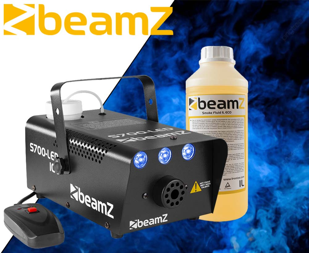 ZESTAW Wytwornica dymu z efektem LED BeamZ S700LED + Płyn