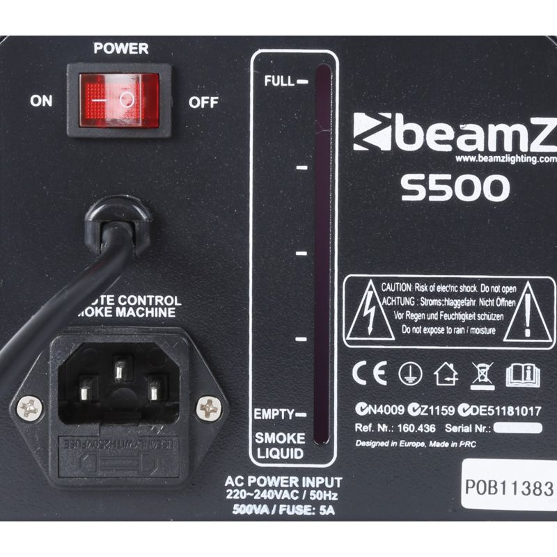 Zestaw wytwornica dymu BeamZ S500 + Płyn 1L