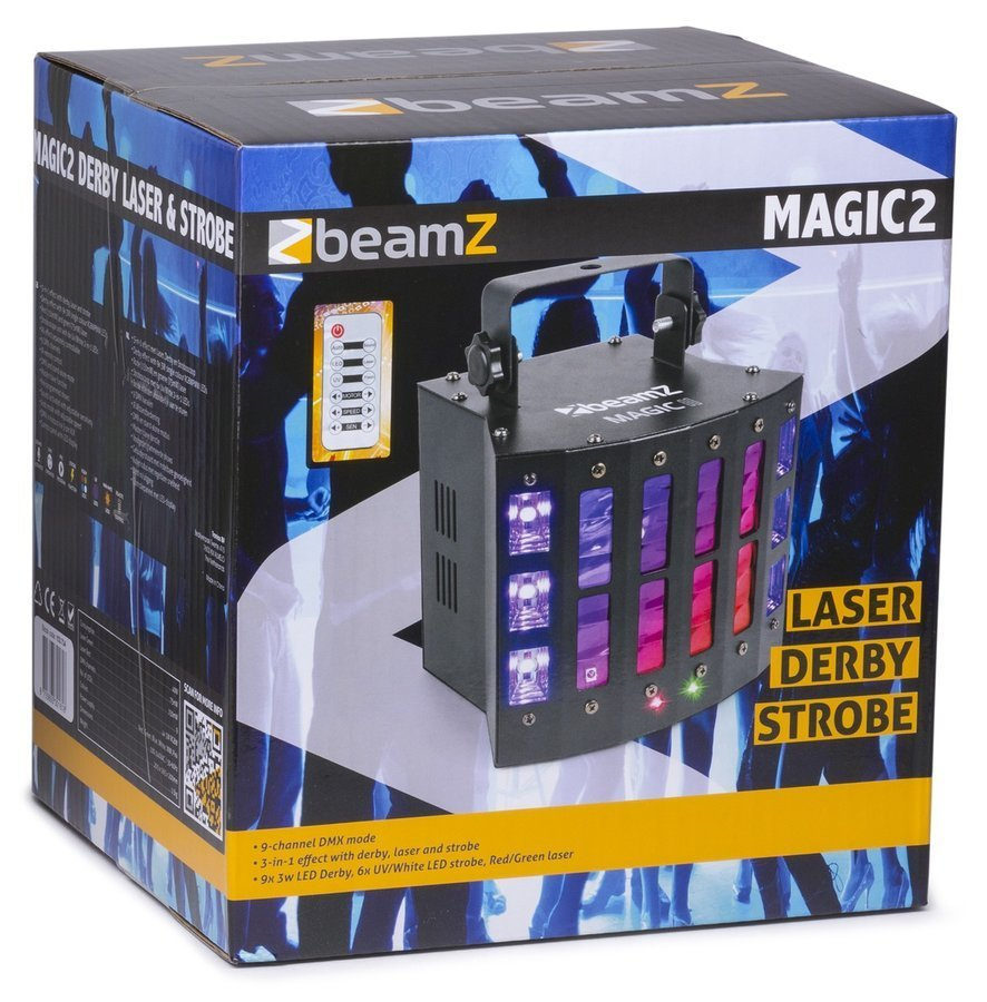 Efekt świetlny LED DERBY z laserem i stroboskopem BeamZ MAGIC2