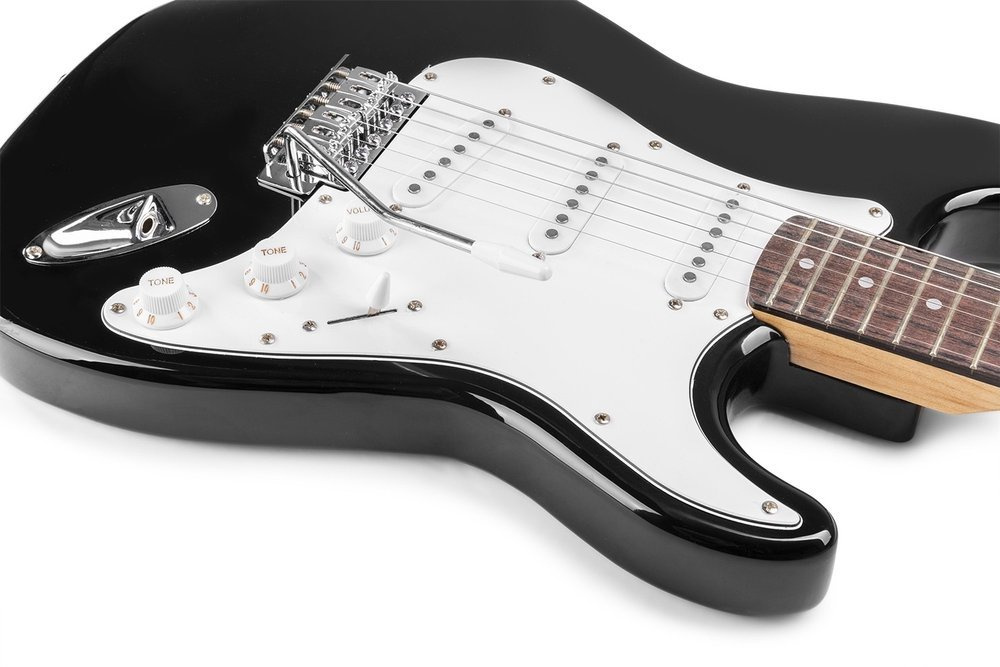 Zestaw gitara elektryczna czarna plus akcesoria