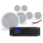 Zestaw instalacyjny 6x Głośnik sufitowy 5''100V Power Dynamics CSPB5+ wzmacniacz z mikserem 100V 50W PD PPA50+ okablowanie