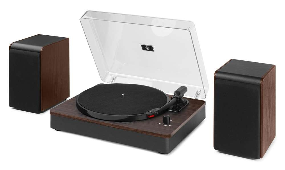 Gramofon stereo Audizio RP330D z Bluetooth i głośnikami - 100W - Brązowy+winyl gratis