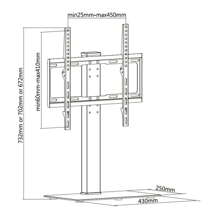 Stojak na telewizor TTTS40 ze szklaną podstawką 32”- 55”