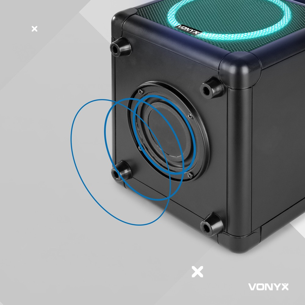 Zestaw karaoke Vonyx SBS55B z 2 mikrofonami, Bluetooth i efektem świetlnym