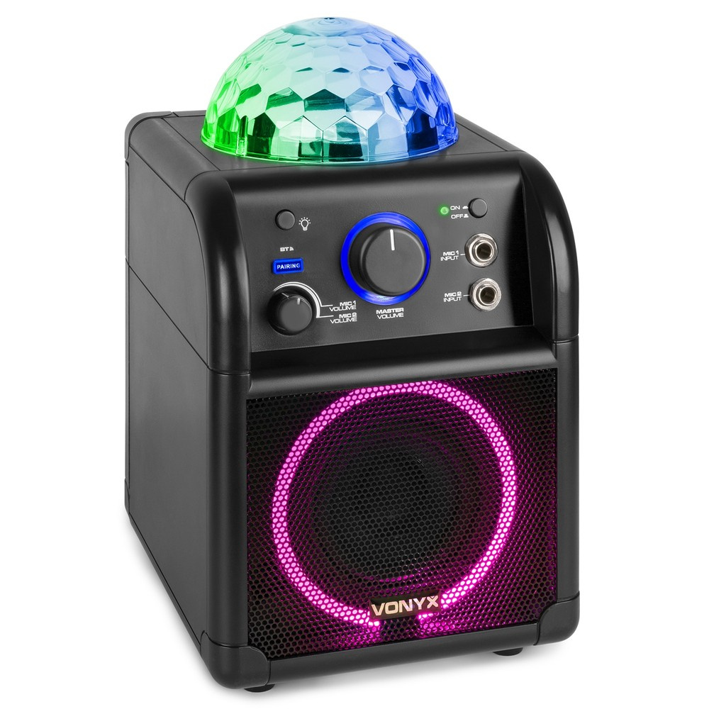 Zestaw karaoke Vonyx SBS55B z 2 mikrofonami, Bluetooth i efektem świetlnym