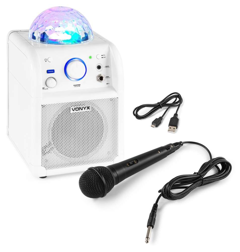 Zestaw: kolumna karaoke z mikrofonem, bluetooth i efektem świetlnym VONYX SBS50W 