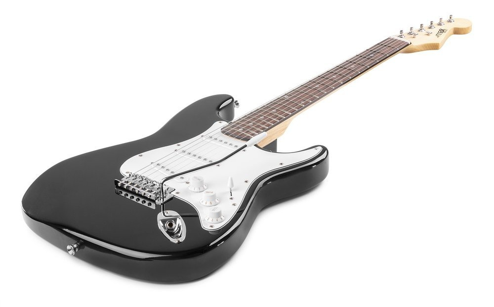 Zestaw gitara elektryczna czarna plus akcesoria