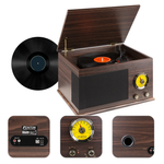 Gramofon z głośnikami Vintage USB, BT, FM ciemne drewno RP173 Fenton
