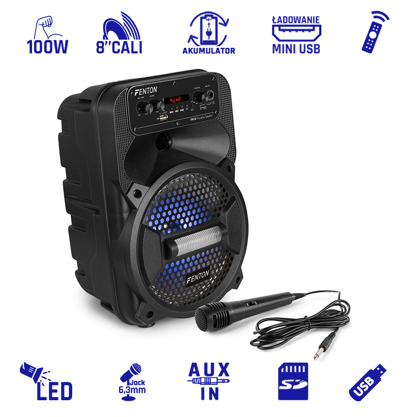 Nagłośnienie mobilne BOOMBOX FPC8 8'' PARTY akumulator 
