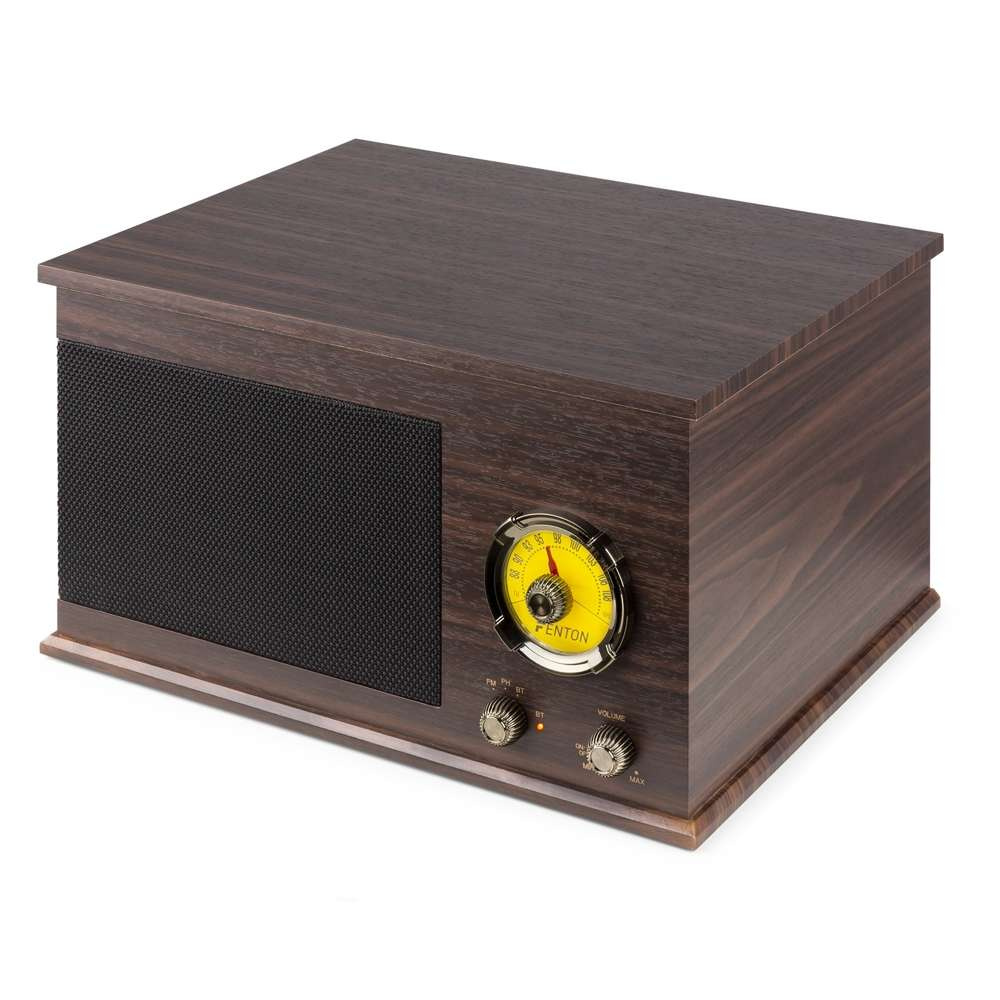 Gramofon z głośnikami Vintage USB, BT, FM ciemne drewno RP173  Fenton