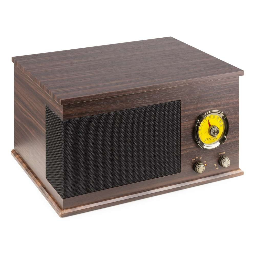 Gramofon z głośnikami Vintage USB, BT, FM ciemne drewno RP173  Fenton