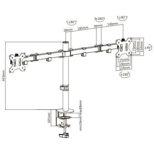 Uniwersalne ramię do monitora Audizio MAD20 na 2 ekrany od 13'' do 32''