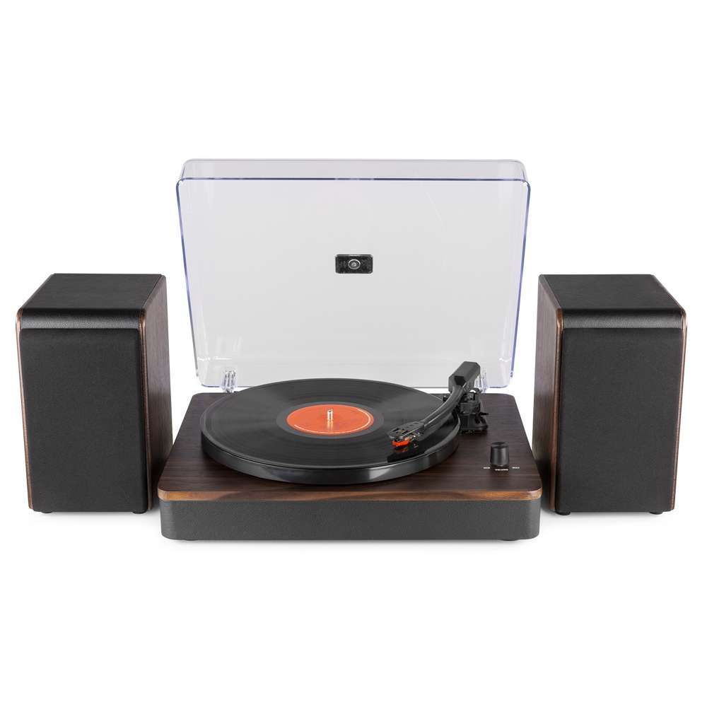 Gramofon stereo Audizio RP330D z Bluetooth i głośnikami - 100W - Brązowy+winyl gratis
