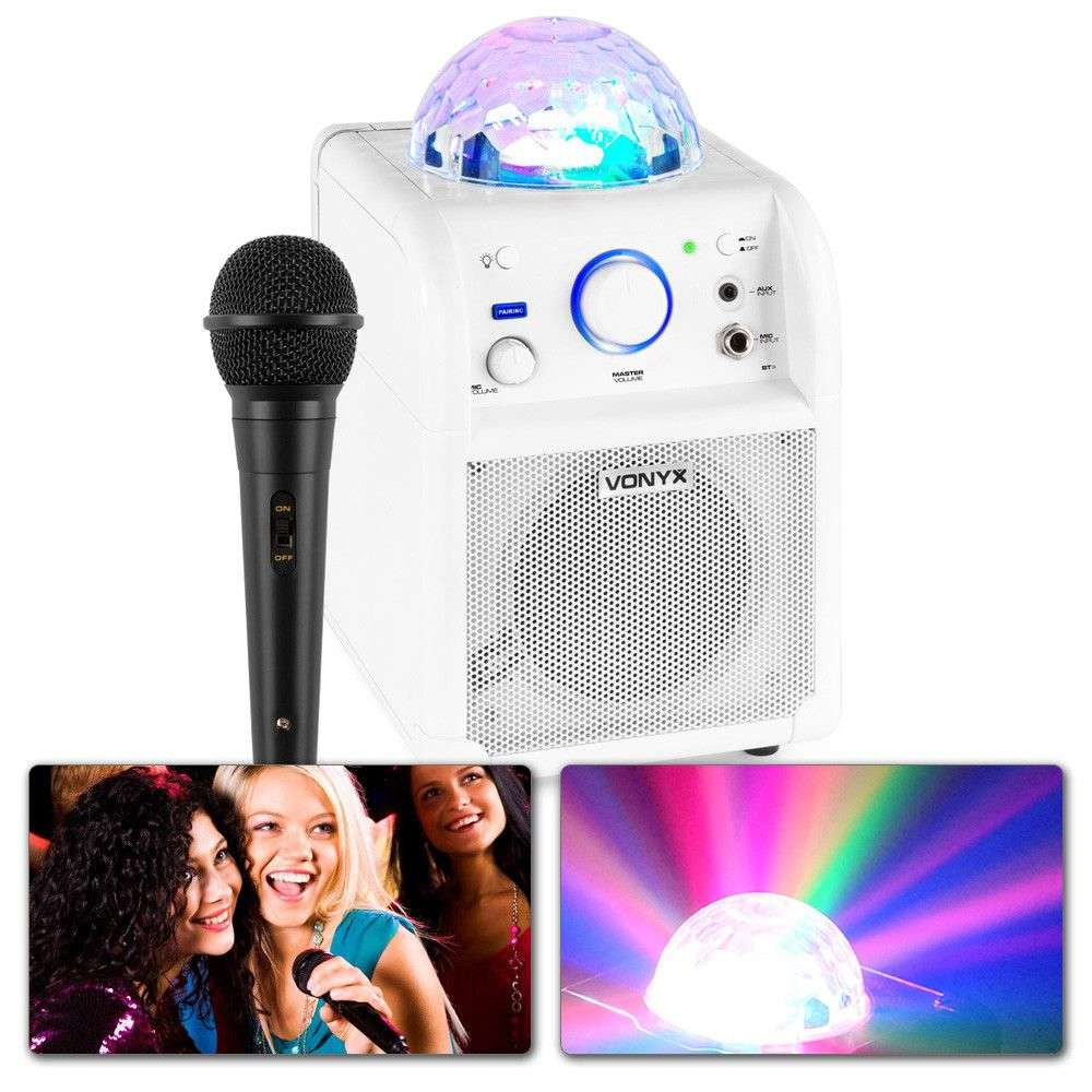 Zestaw: kolumna karaoke z mikrofonem, bluetooth i efektem świetlnym VONYX SBS50W 
