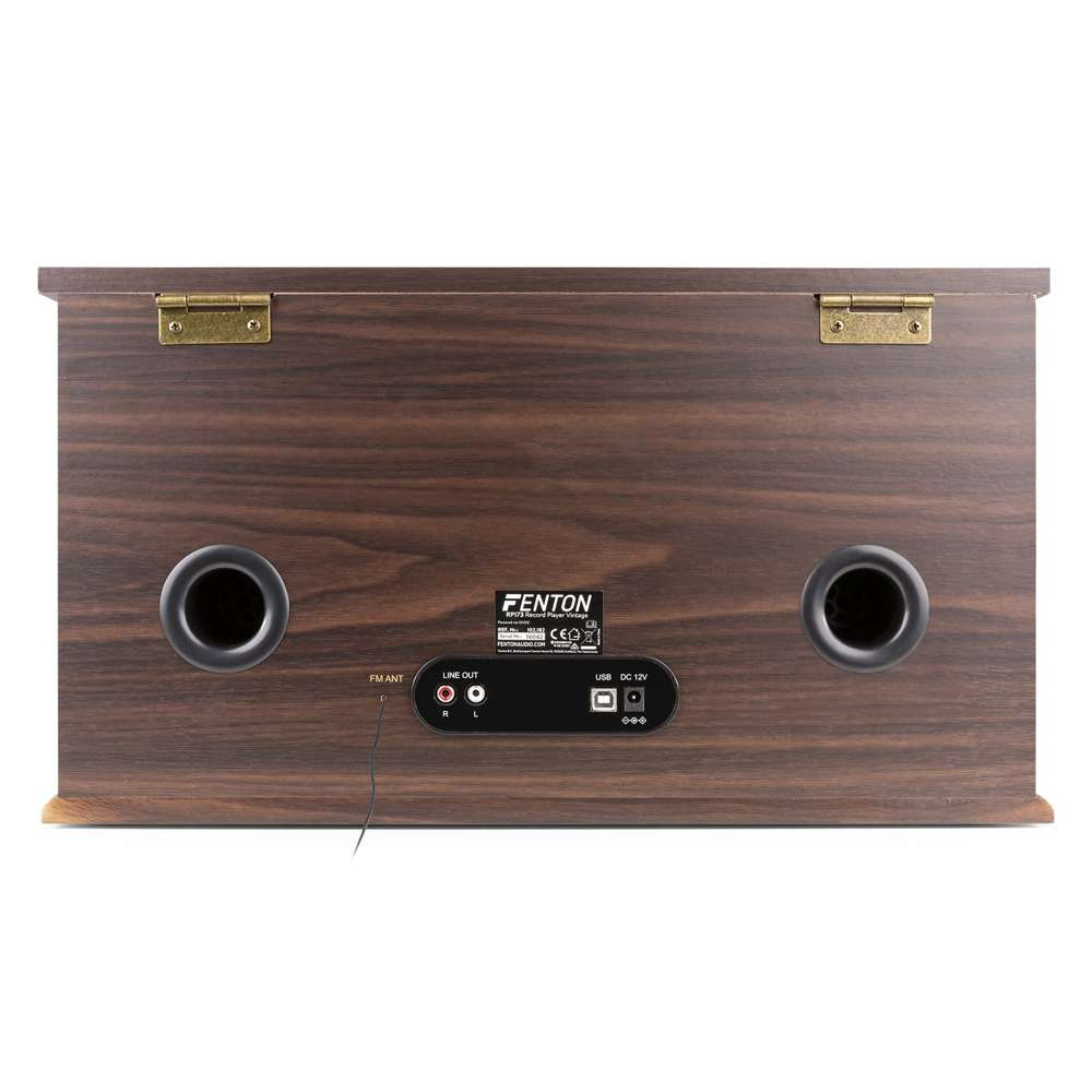 Gramofon z głośnikami Vintage USB, BT, FM ciemne drewno RP173  Fenton