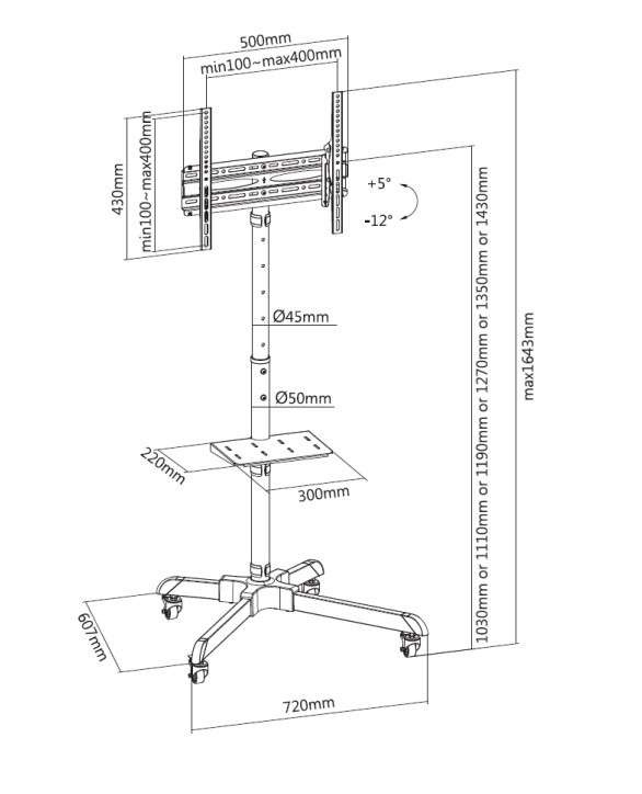 Stojak podłogowy na telewizor mobilny Audizio MFS30 32”- 65”