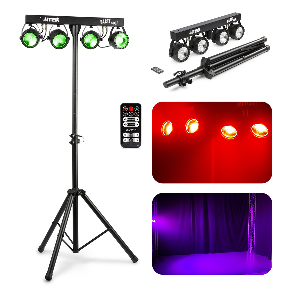Zestaw oświetleniowy MAX Partybar11 - 4x 20W COB Par + statyw