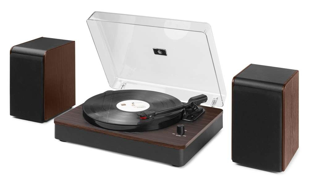 Gramofon stereo Audizio RP330D z Bluetooth i głośnikami - 100W - Brązowy+winyl gratis