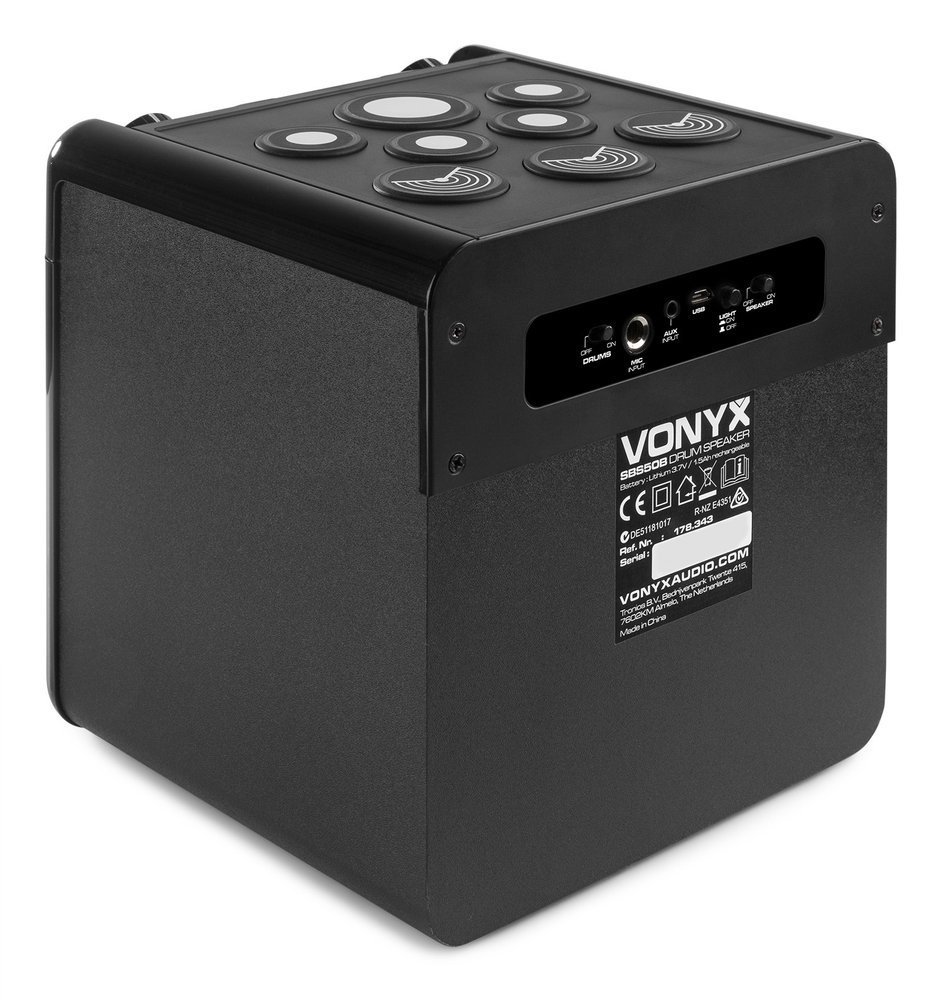 Głośnik bluetooth z perkusją karaoke SBS50B-DRUM 50W BT Vonyx czarny